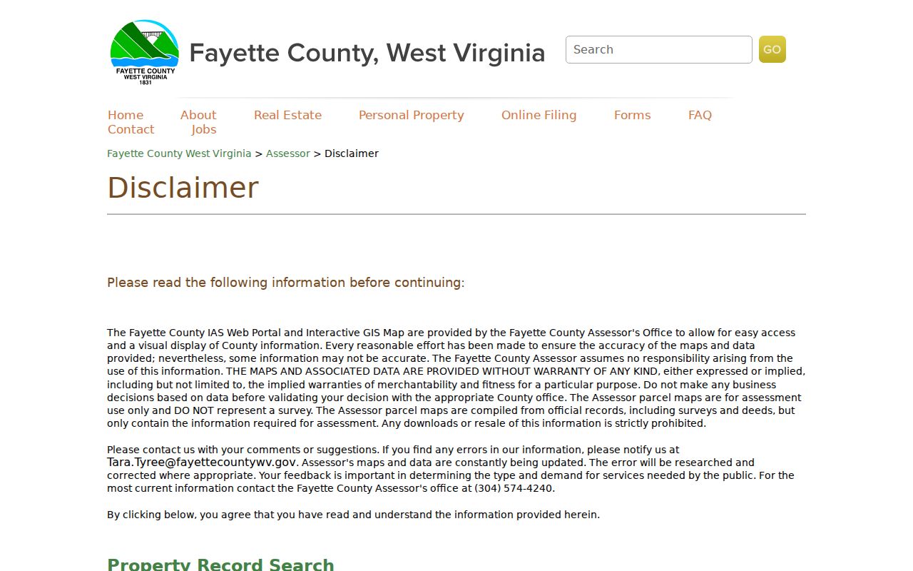Oak Hill previous residents assessor map disclaimer