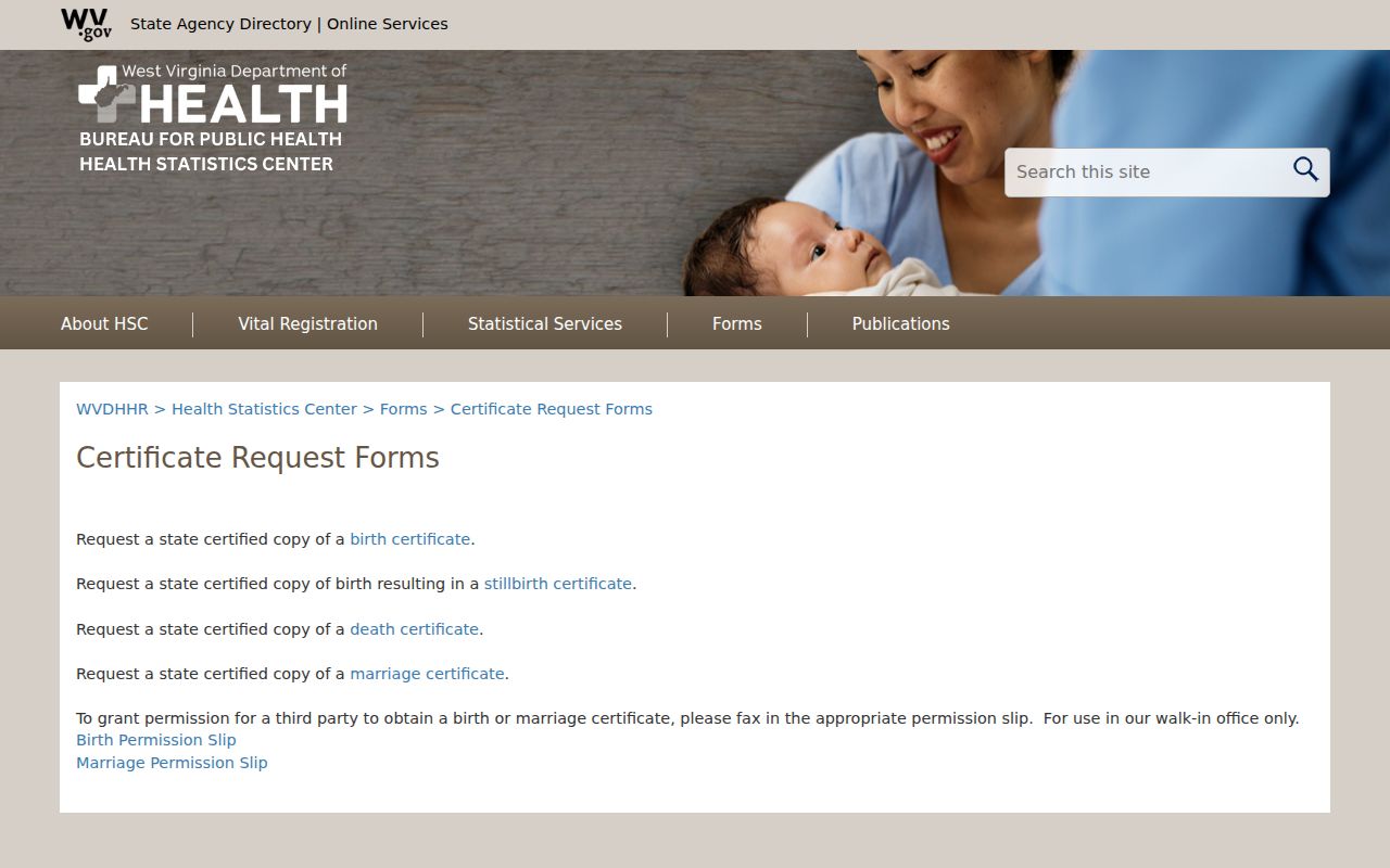 Oak Hill residents directory vital record forms